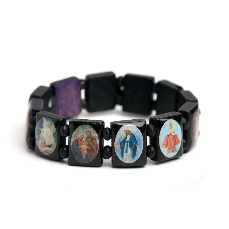 Natural Wooden Catholic Rosary Bracelet - Virgin Mary Jesus Christian Faith