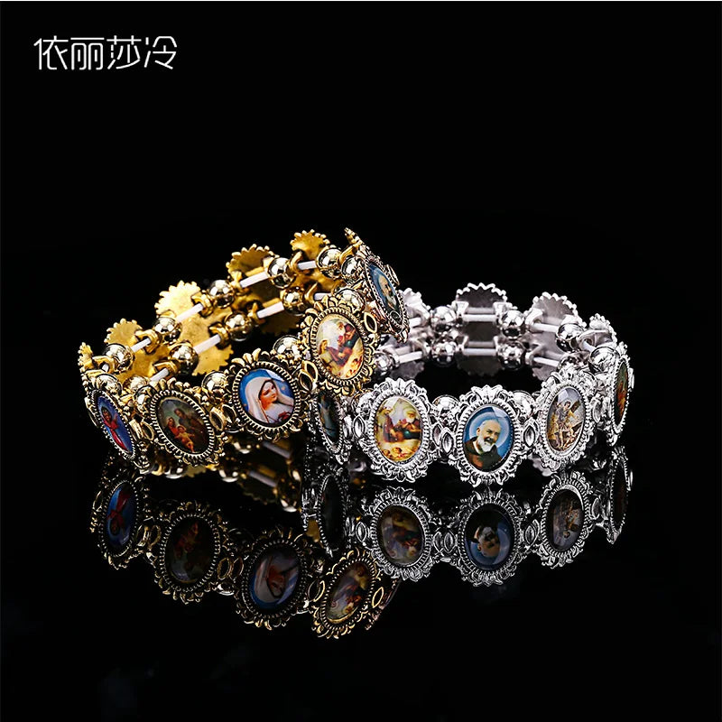 Catholic Rose Rosary Bracelet - Jesus Mary Angel Religious Jewelry