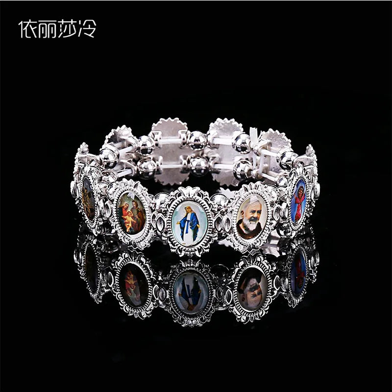 Catholic Rose Rosary Bracelet - Jesus Mary Angel Religious Jewelry