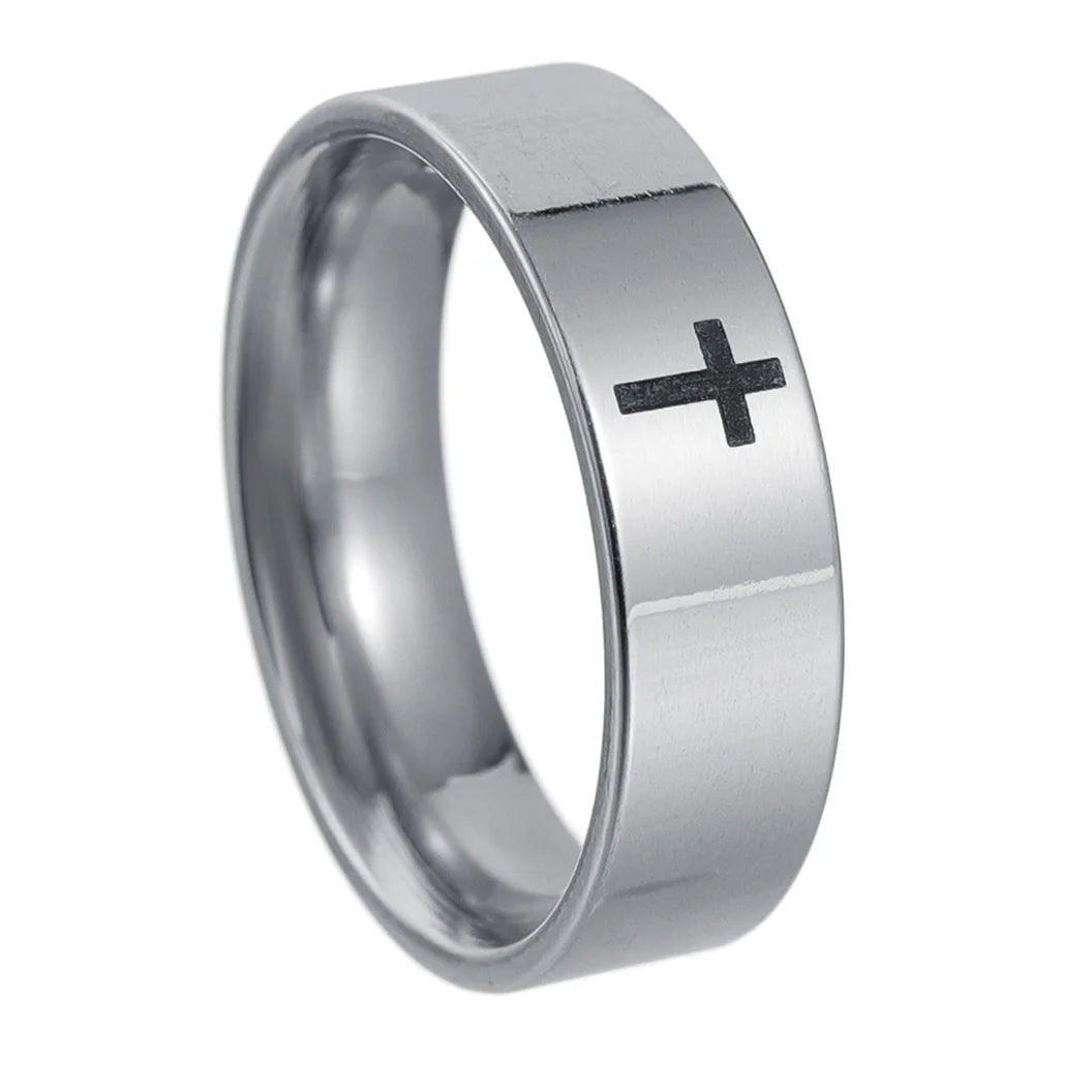 Stainless Steel Cross Ring Christian Jesus Christ Lord Prayer for Men and Women