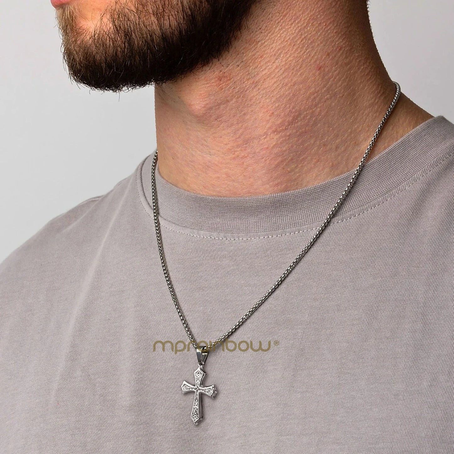 Hip Hop Cross Necklace - 50/55/60cm Stainless Steel Chic Cross Pendant