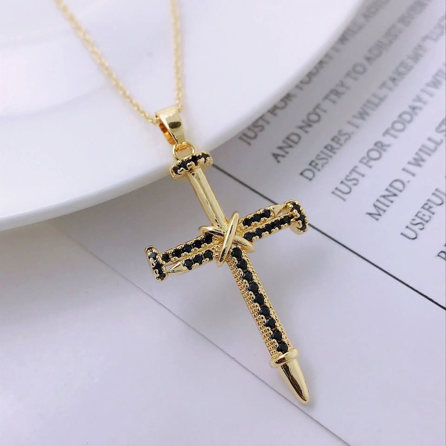 Premium Zircon Cross Pendant Necklace - Stainless Steel Jewelry for Men & Women