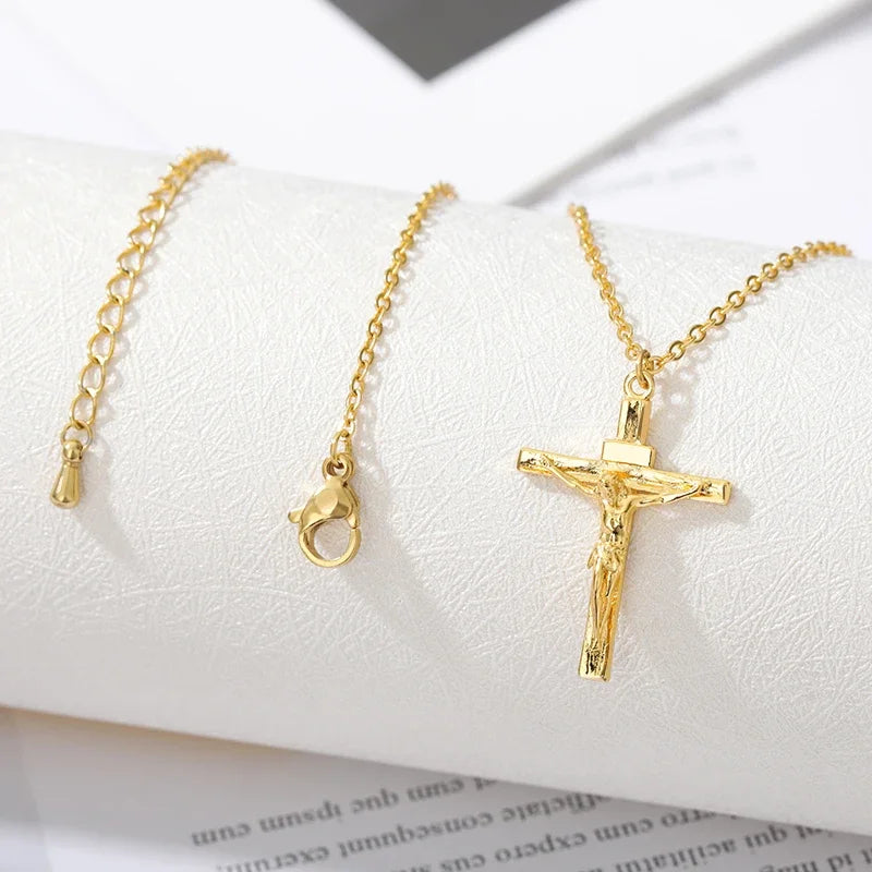 Christian Jesus Cross Necklace - Premium Stainless Steel Chain for Men & Women