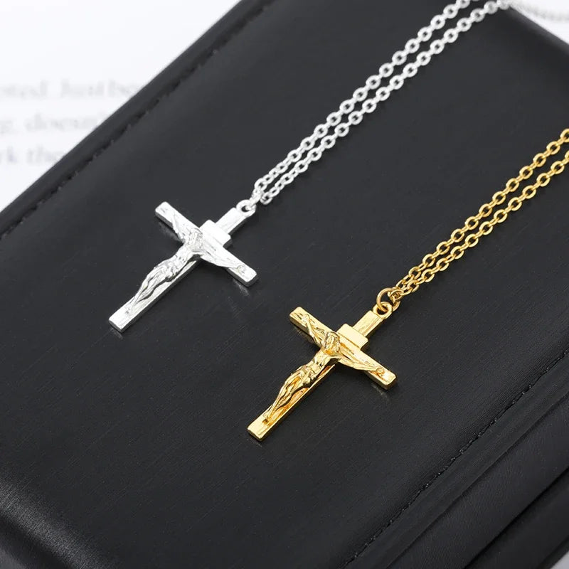 Christian Jesus Cross Necklace - Premium Stainless Steel Chain for Men & Women