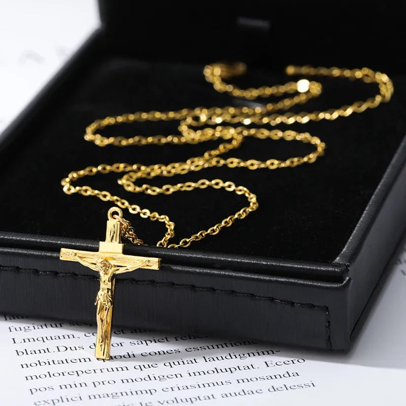 Christian Jesus Cross Necklace - Premium Stainless Steel Chain for Men & Women