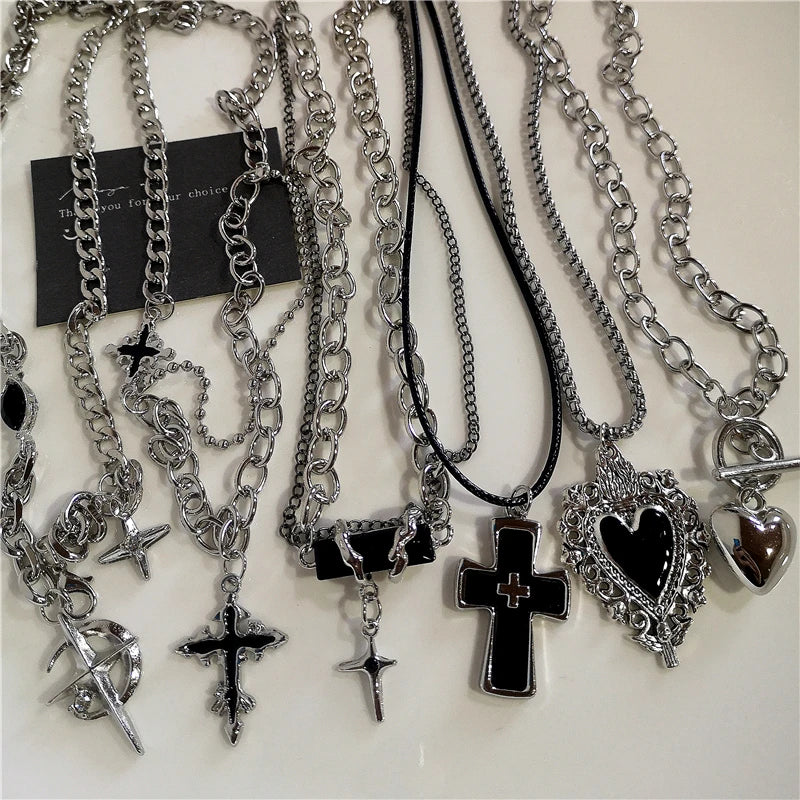 Cross Necklace Zircon Pendant - Hip Hop Bling Fashion Stainless Steel
