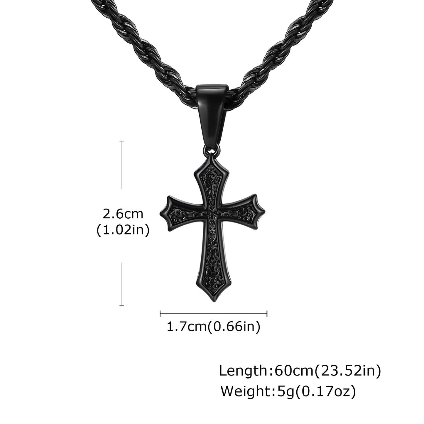 Hip Hop Cross Necklace - 50/55/60cm Stainless Steel Chic Cross Pendant