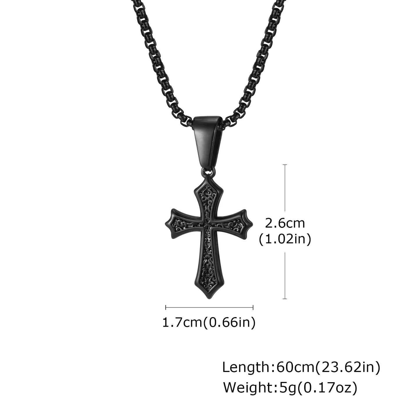 Hip Hop Cross Necklace - 50/55/60cm Stainless Steel Chic Cross Pendant