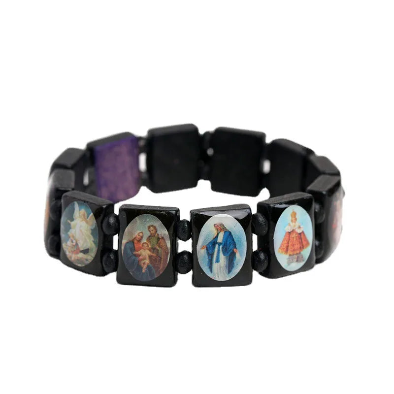 Natural Wooden Catholic Rosary Bracelet - Virgin Mary Jesus Christian Faith