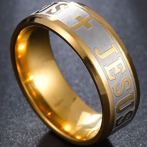 Stainless Steel Cross Ring Christian Jesus Christ Lord Prayer for Men and Women