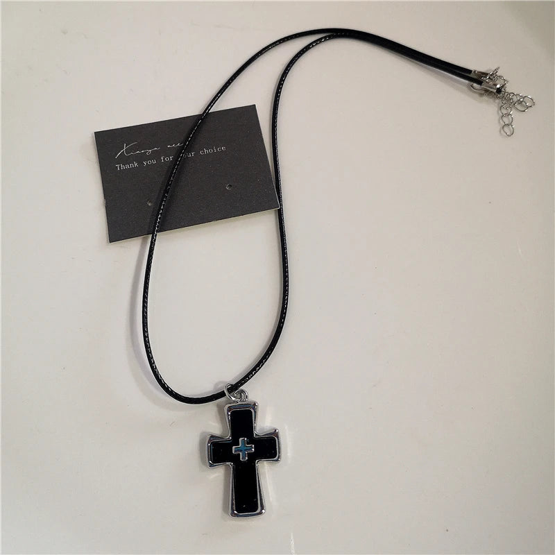 Cross Necklace Zircon Pendant - Hip Hop Bling Fashion Stainless Steel