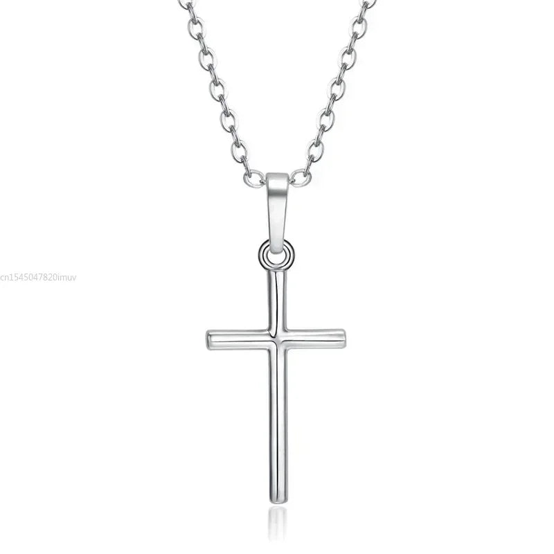 Luxury Zircon Cross Pendant Necklace - Golden Silver Jewelry for Men Women