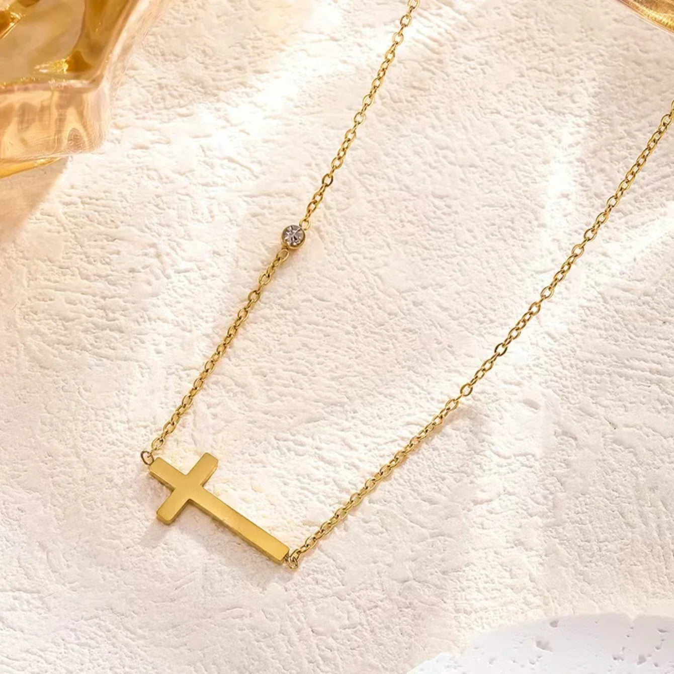316L Stainless Steel Cross Charm Necklace & Bracelet Set - Vintage Women's Jewelry Gift