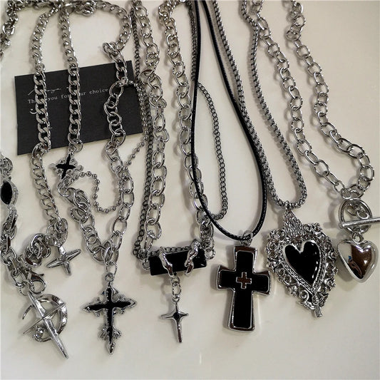 Cross Necklace Zircon Pendant - Hip Hop Bling Fashion Stainless Steel