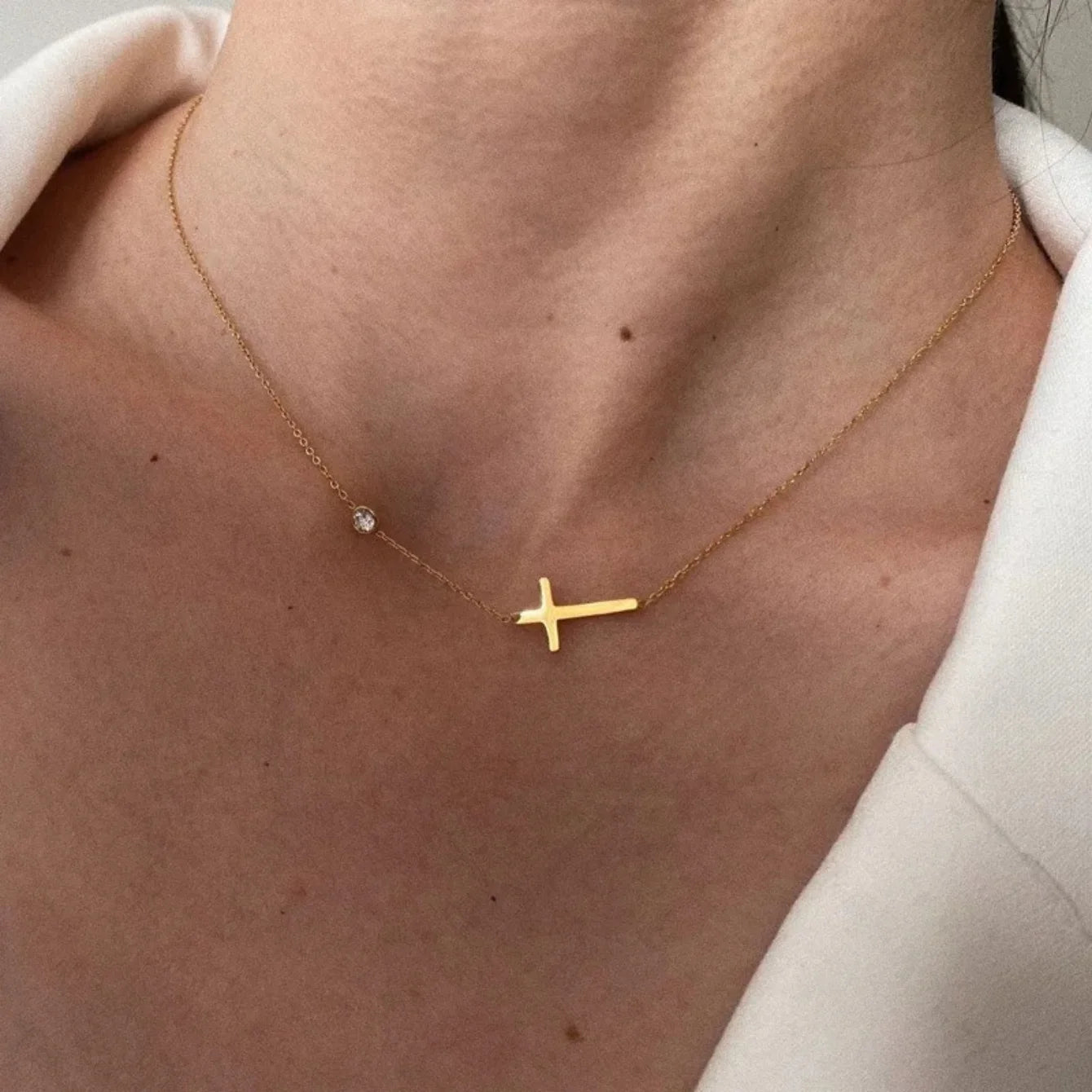 316L Stainless Steel Cross Charm Necklace & Bracelet Set - Vintage Women's Jewelry Gift
