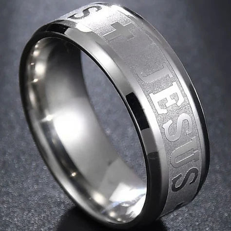 Stainless Steel Cross Ring Christian Jesus Christ Lord Prayer for Men and Women