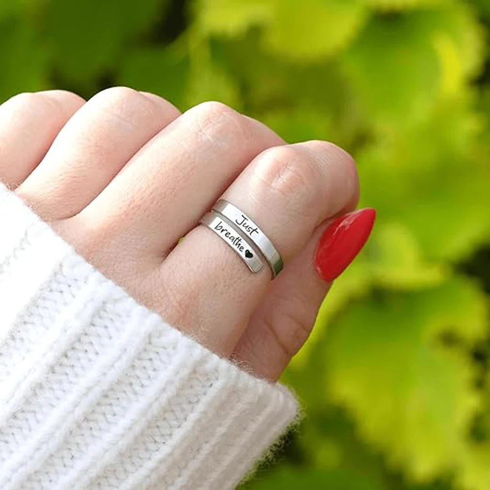 Just Breathe Ring - Stainless Steel Spiral Wrap Healing Ring