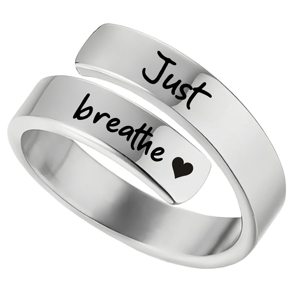 Just Breathe Ring - Stainless Steel Spiral Wrap Healing Ring