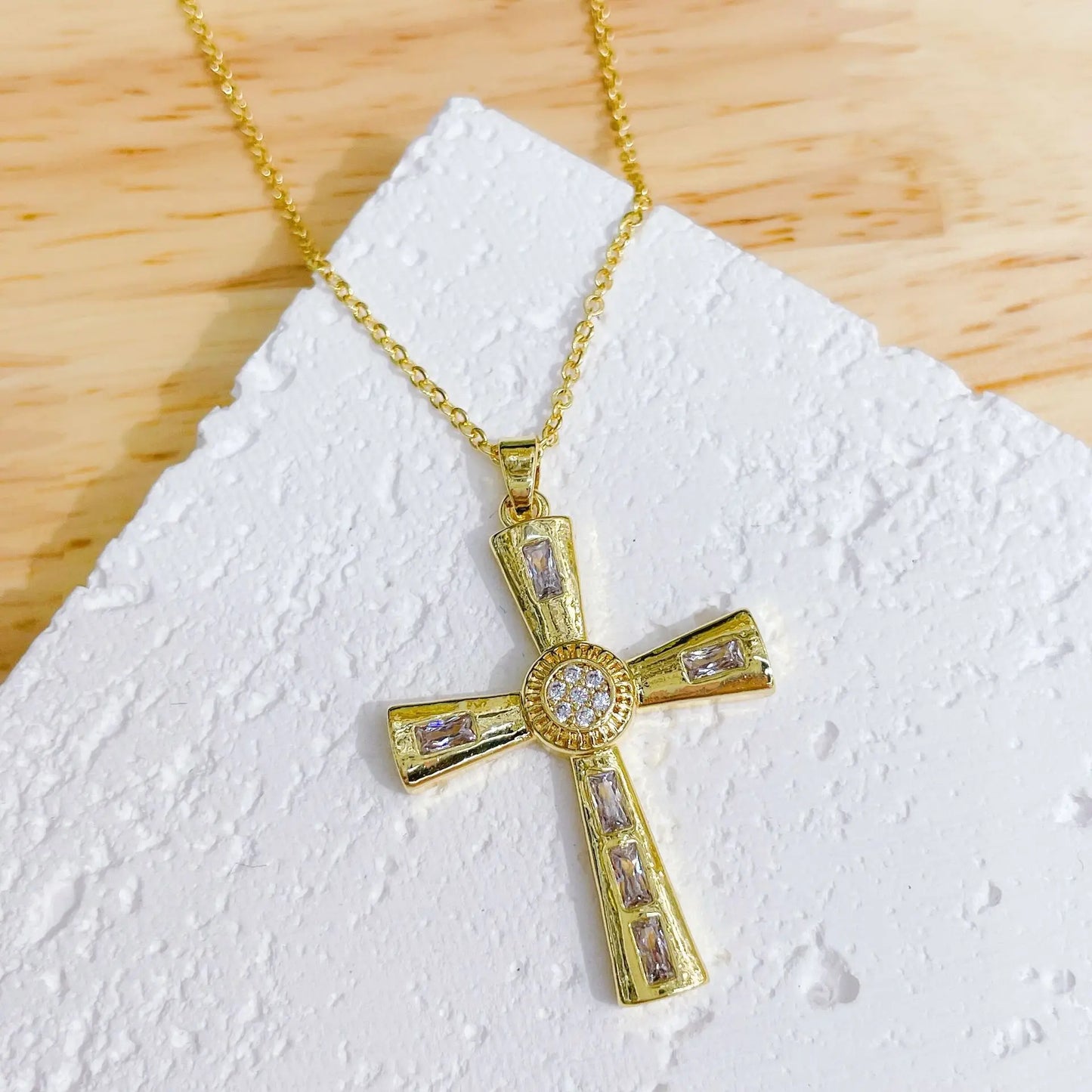 Premium Zircon Cross Pendant Necklace - Stainless Steel Jewelry for Men & Women