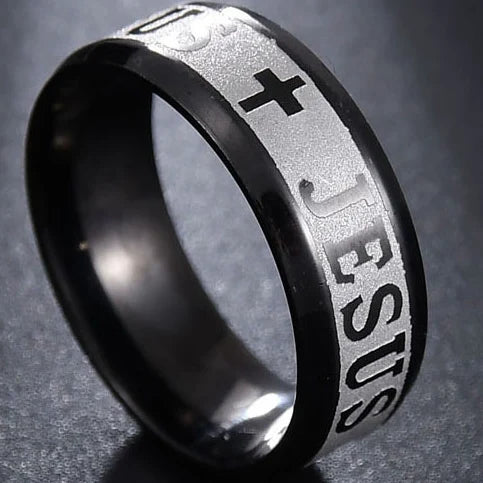 Stainless Steel Cross Ring Christian Jesus Christ Lord Prayer for Men and Women
