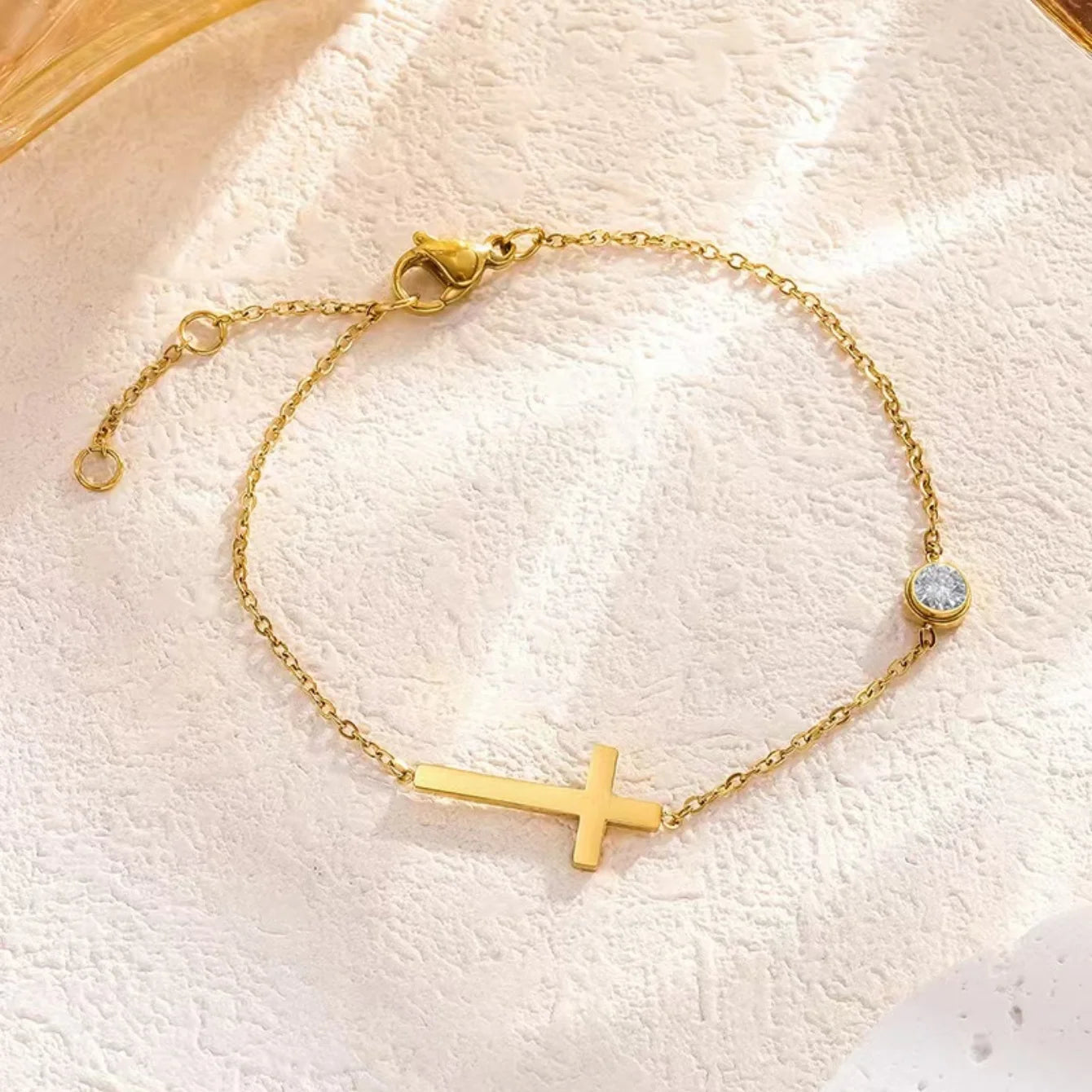 316L Stainless Steel Cross Charm Necklace & Bracelet Set - Vintage Women's Jewelry Gift