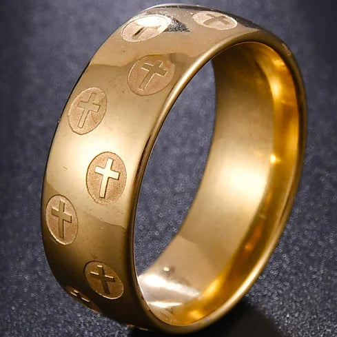 Stainless Steel Cross Ring Christian Jesus Christ Lord Prayer for Men and Women
